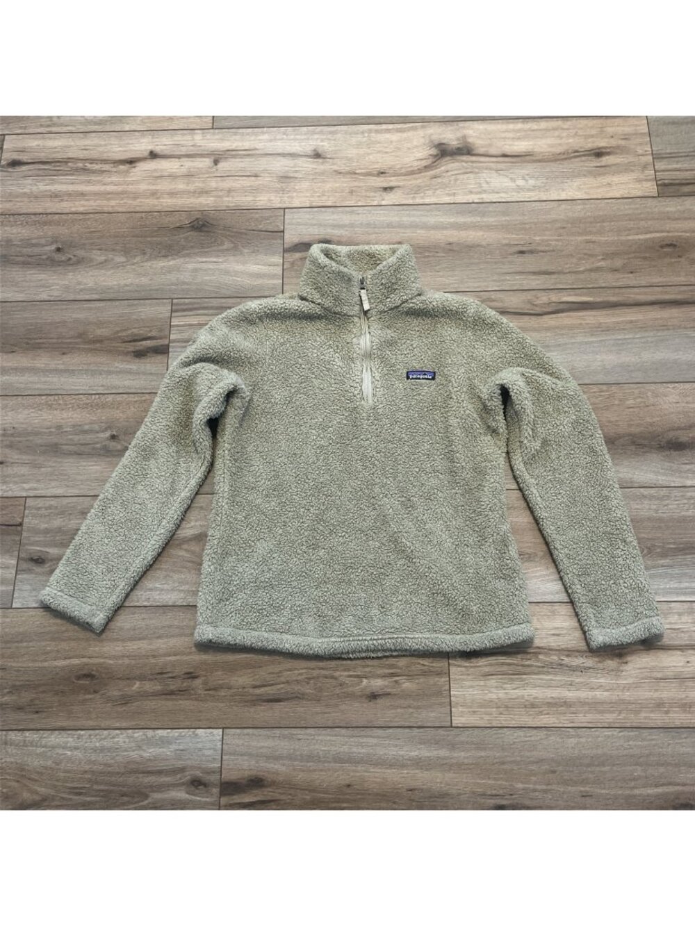 Patagonia Los Gatos 1/4 Zip Pullover SZ Medium Fleece Jacket Logo Tan Beige